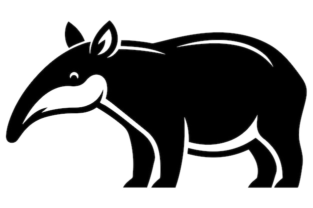 Ilustración del icono vectorial de la silueta del tapir