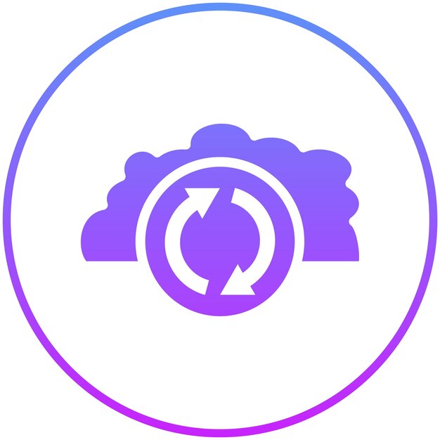 Ilustración del icono vectorial de sincronización en la nube del conjunto de iconos de computación en la nube