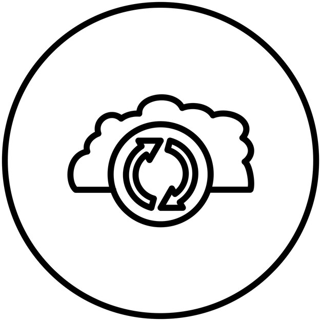 Ilustración del icono vectorial de sincronización en la nube del conjunto de iconos de computación en la nube