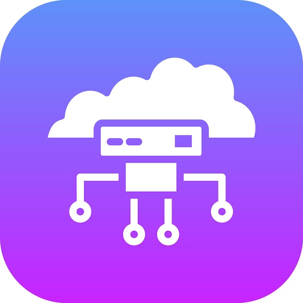 Ilustración del icono vectorial del sistema de nube del conjunto de iconos de redes y intercambio de datos