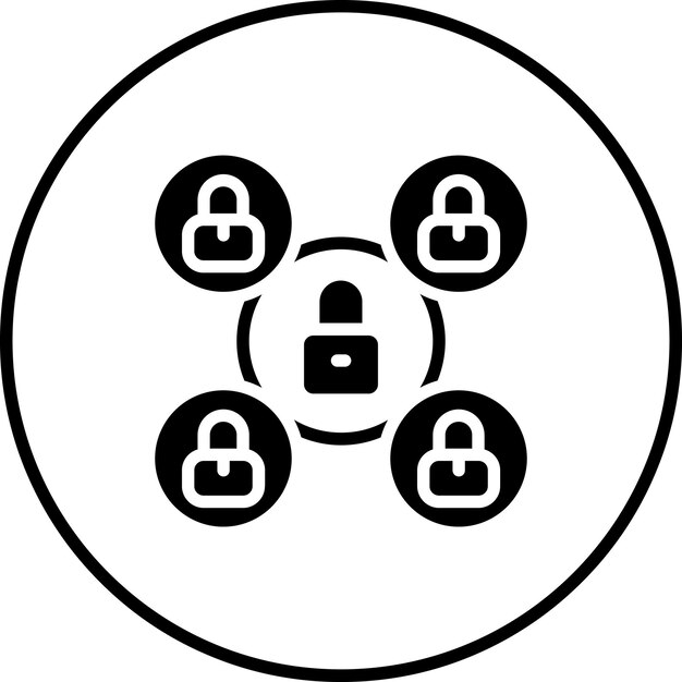 Ilustración del icono vectorial del sistema de seguridad del conjunto de iconos de codificación y desarrollo