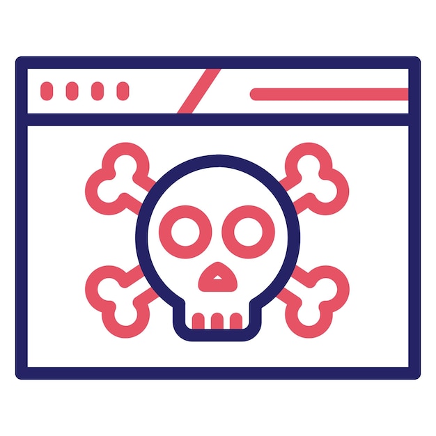 Ilustración del icono vectorial del sitio web hackeado del conjunto de iconos de Seguridad Cibernética