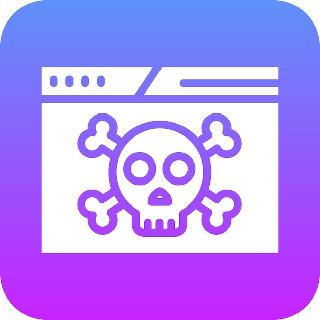 Ilustración del icono vectorial del sitio web hackeado del conjunto de iconos de Seguridad Cibernética