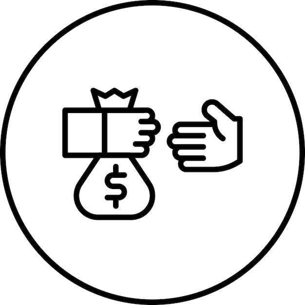 Ilustración del icono vectorial de soborno del conjunto de iconos de Crimen y Ley