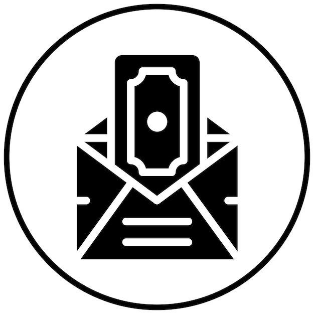 Ilustración del icono vectorial del sobre de pago del conjunto de iconos de corrupción