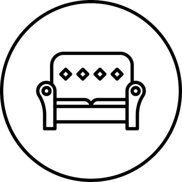 Ilustración del icono vectorial del sofá del conjunto de iconos interiores