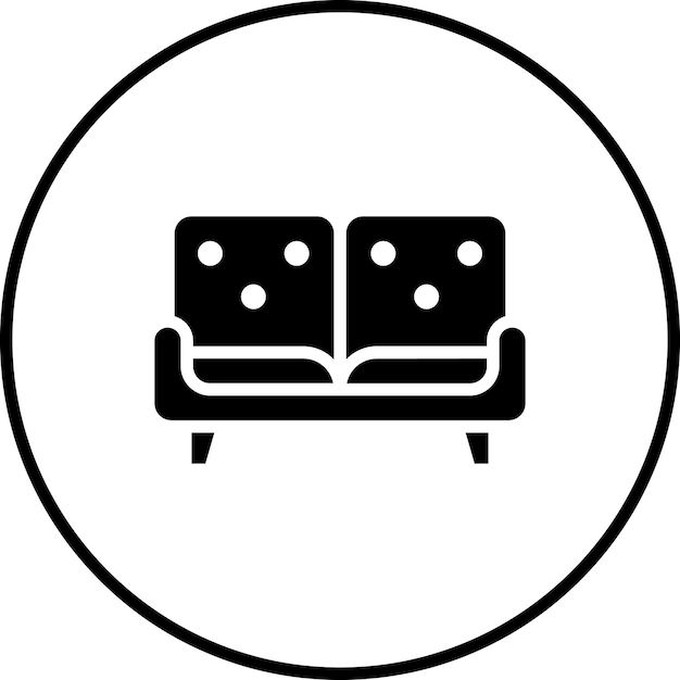 Ilustración del icono vectorial del sofá del conjunto de iconos interiores