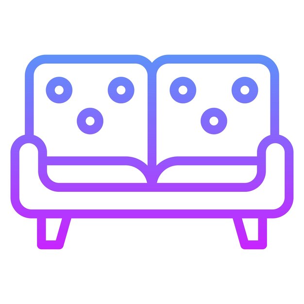 Ilustración del icono vectorial del sofá del conjunto de iconos interiores