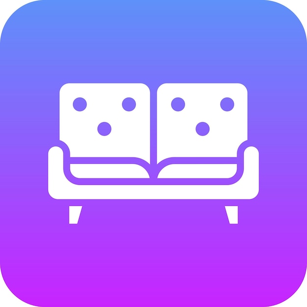 Ilustración del icono vectorial del sofá del conjunto de iconos interiores