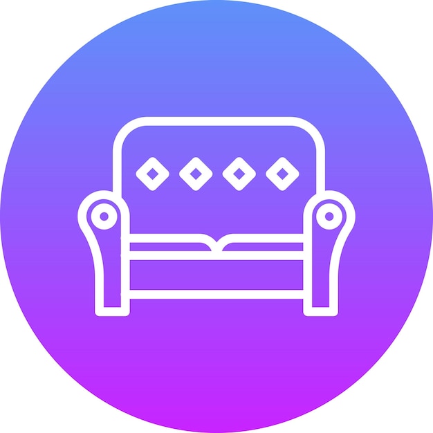 Ilustración del icono vectorial del sofá del conjunto de iconos interiores
