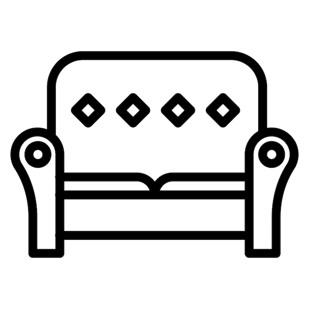 Ilustración del icono vectorial del sofá del conjunto de iconos interiores