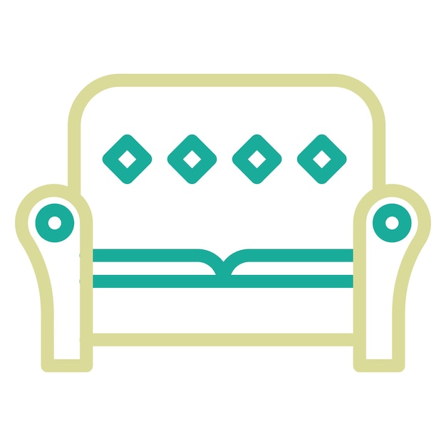 Ilustración del icono vectorial del sofá del conjunto de iconos interiores
