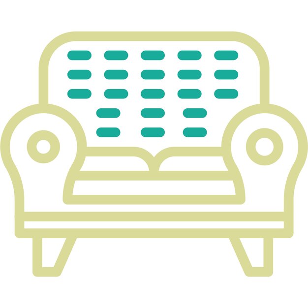 Ilustración del icono vectorial del sofá del conjunto de iconos de la vida familiar