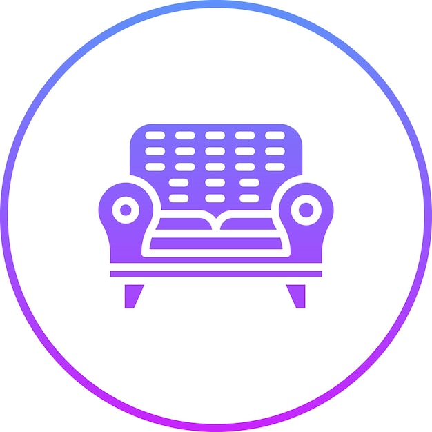 Ilustración del icono vectorial del sofá del conjunto de iconos de la vida familiar