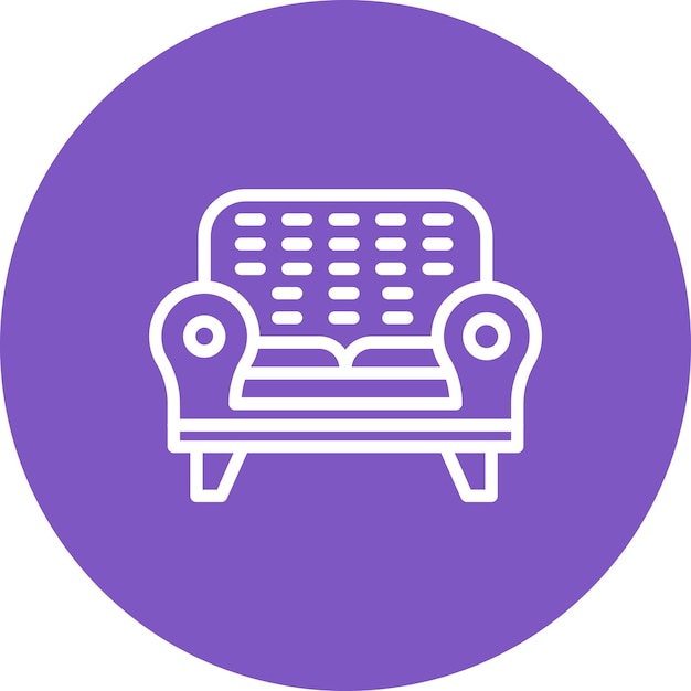 Ilustración del icono vectorial del sofá del conjunto de iconos de la vida familiar