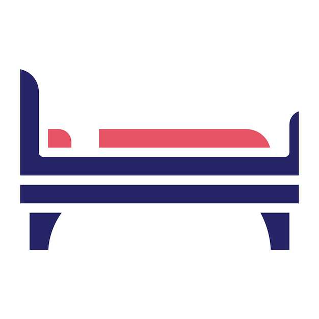 Ilustración del icono vectorial de una sola cama del conjunto de iconos interiores