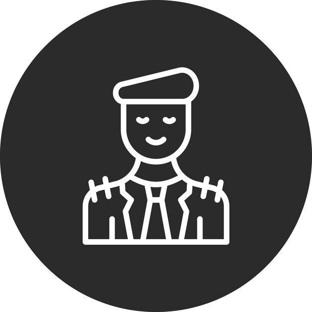 Ilustración del icono vectorial del soldado del conjunto de iconos del cine