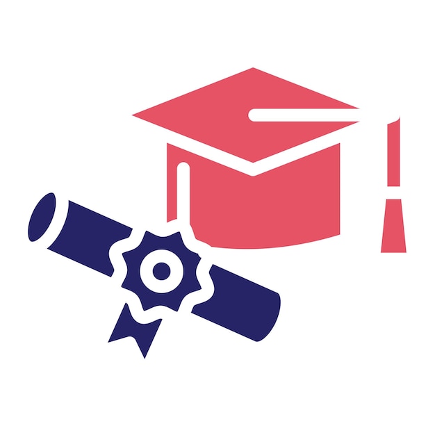 Ilustración del icono vectorial del sombrero de graduación del conjunto de iconos de educación