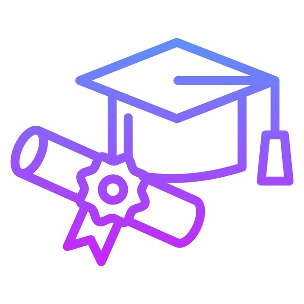 Ilustración del icono vectorial del sombrero de graduación del conjunto de iconos de educación