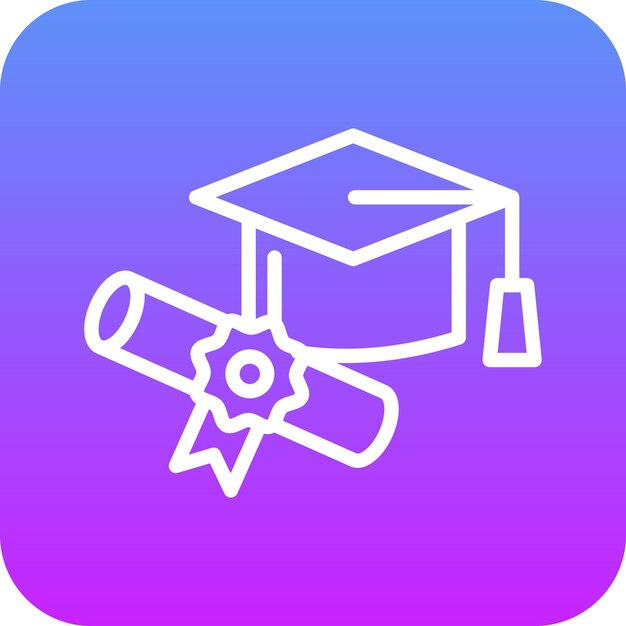 Ilustración del icono vectorial del sombrero de graduación del conjunto de iconos de educación