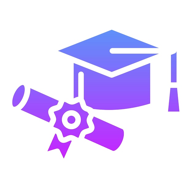 Ilustración del icono vectorial del sombrero de graduación del conjunto de iconos de educación
