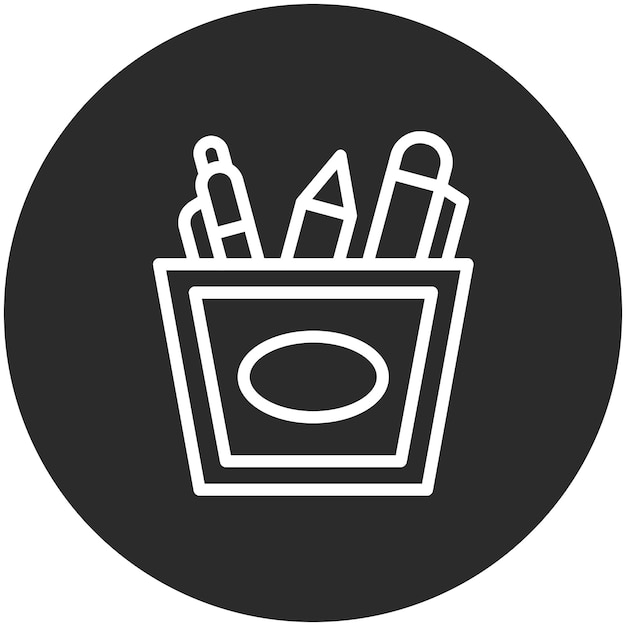 Ilustración del icono vectorial del soporte de la pluma del conjunto de iconos de negocios y oficina