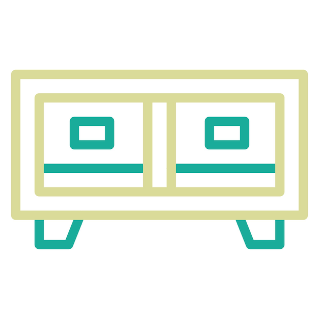 Ilustración del icono vectorial del soporte de TV del conjunto de iconos de artículos para el hogar