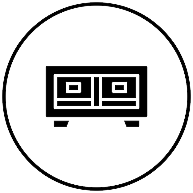 Ilustración del icono vectorial del soporte de TV del conjunto de iconos de artículos para el hogar