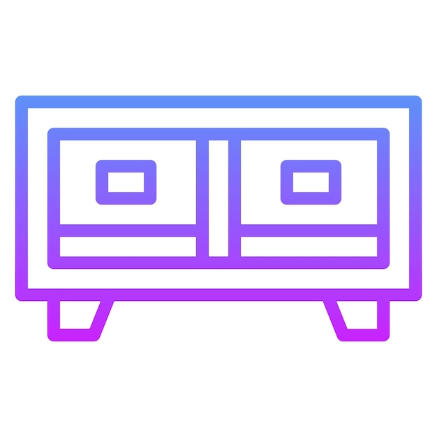 Ilustración del icono vectorial del soporte de TV del conjunto de iconos de artículos para el hogar