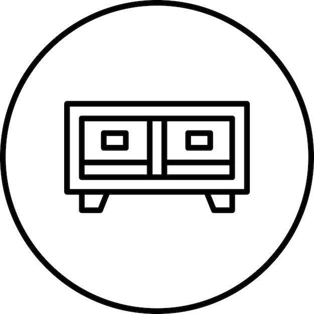 Ilustración del icono vectorial del soporte de TV del conjunto de iconos de artículos para el hogar
