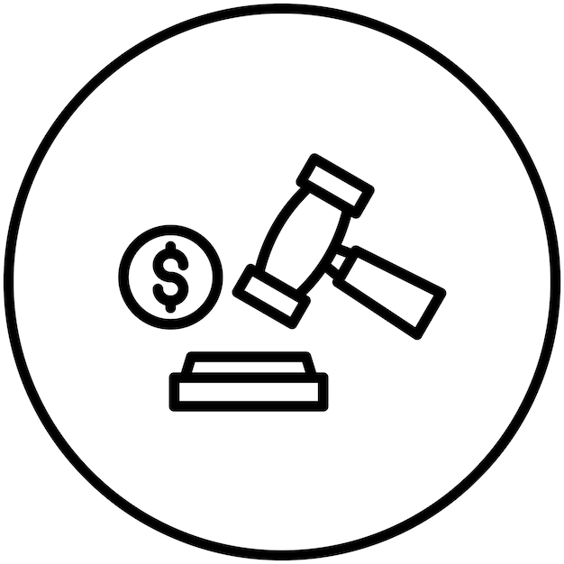 Ilustración del icono vectorial de subasta del conjunto de iconos de negocios y oficinas