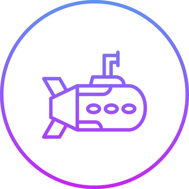 Ilustración del icono vectorial submarino del conjunto de iconos de energía nuclear