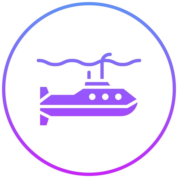 Ilustración del icono vectorial de submarino del ejército del conjunto de iconos militares