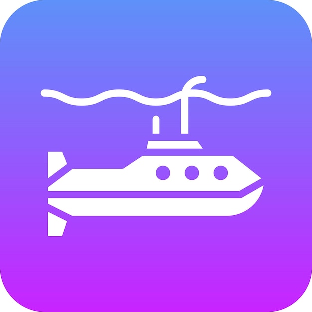 Ilustración del icono vectorial de submarino del ejército del conjunto de iconos militares