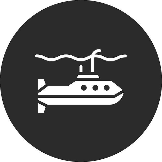 Ilustración del icono vectorial de submarino del ejército del conjunto de iconos militares