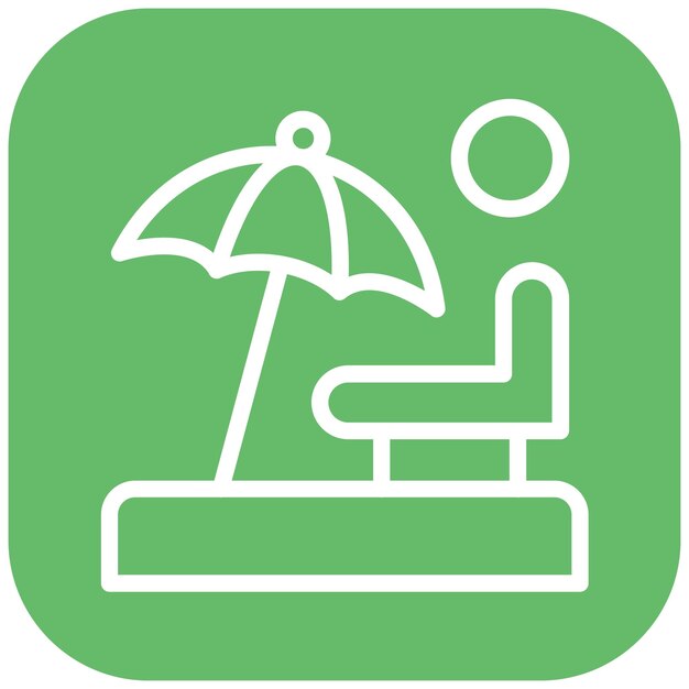 Ilustración del icono vectorial de Sun Lounger del conjunto de iconos de Coastline