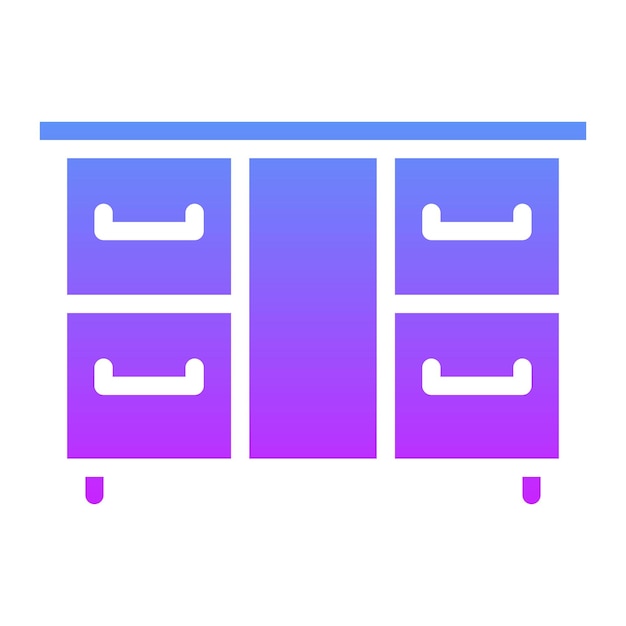 Ilustración del icono vectorial de la tabla del cajón del conjunto de iconos interiores