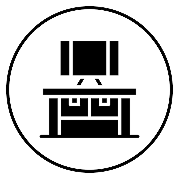 Ilustración del icono vectorial de la tabla del conjunto de iconos de computadora y hardware