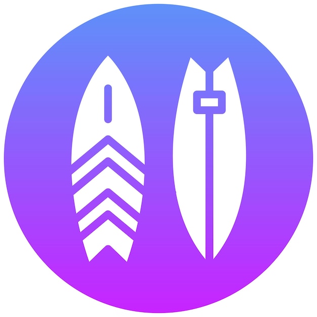 Ilustración del icono vectorial de la tabla de surf del conjunto de iconos de Coastline