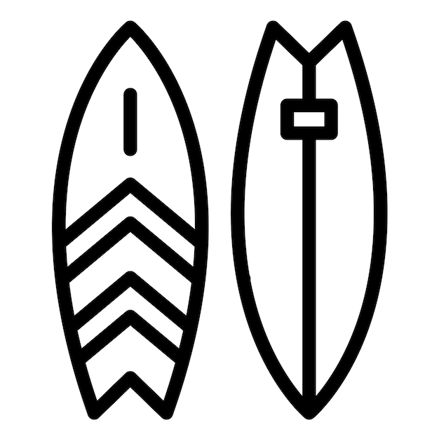 Ilustración del icono vectorial de la tabla de surf del conjunto de iconos de Coastline