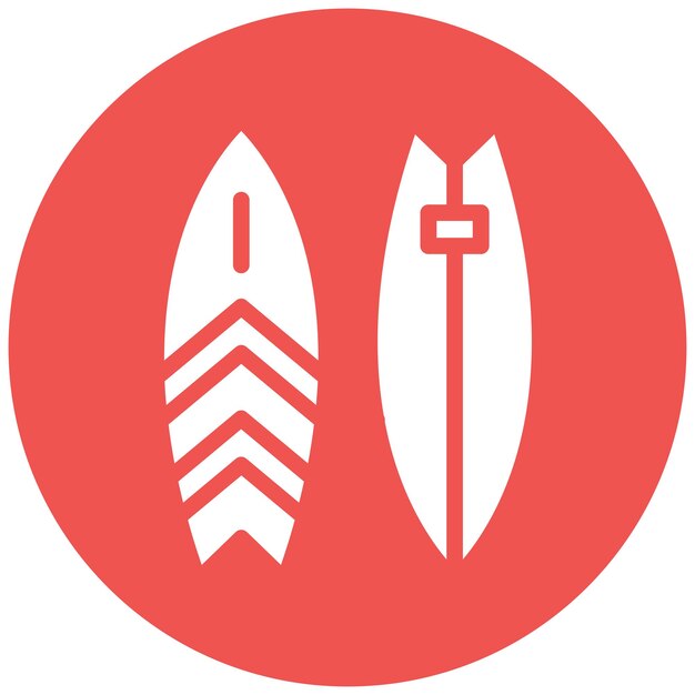 Ilustración del icono vectorial de la tabla de surf del conjunto de iconos de Coastline