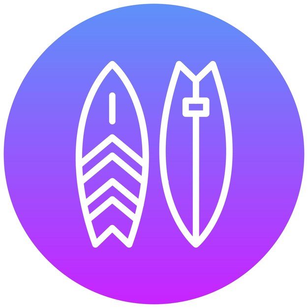 Ilustración del icono vectorial de la tabla de surf del conjunto de iconos de Coastline