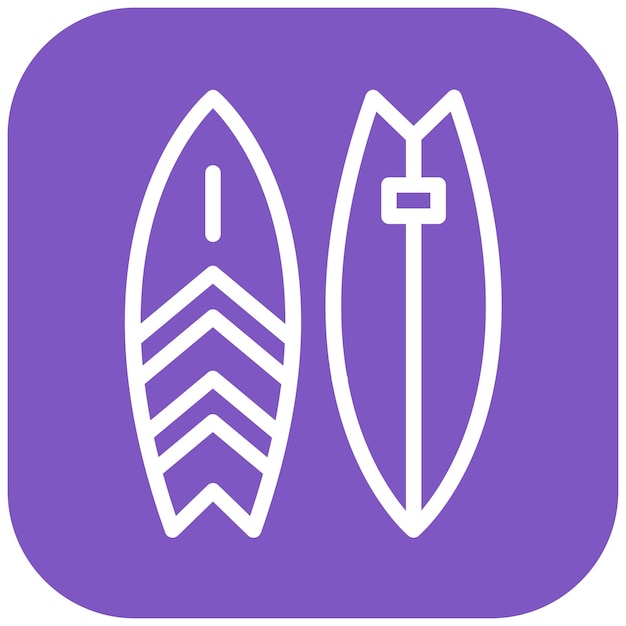 Ilustración del icono vectorial de la tabla de surf del conjunto de iconos de Coastline