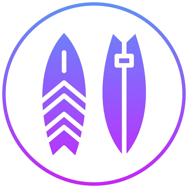 Ilustración del icono vectorial de la tabla de surf del conjunto de iconos de Coastline