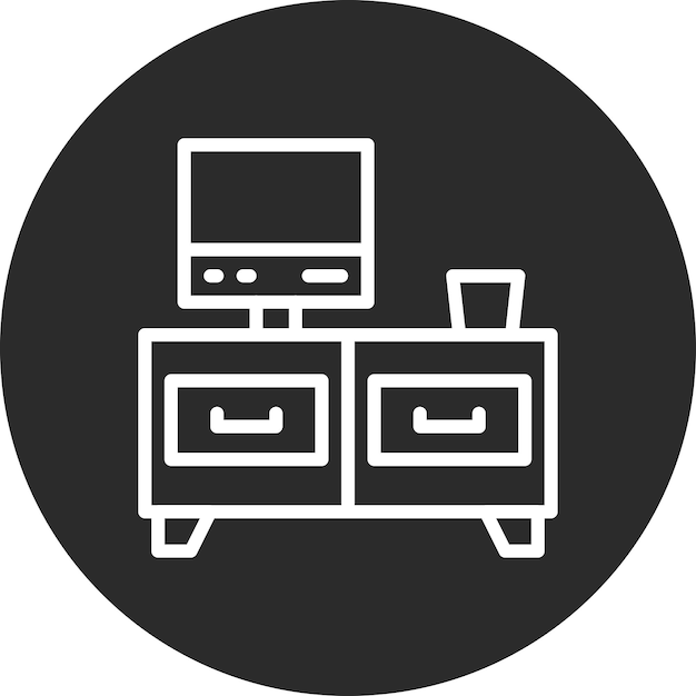 Ilustración del icono vectorial de la tabla de TV del conjunto de iconos interiores