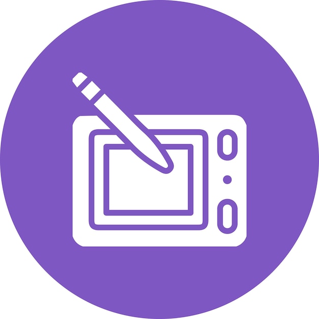 Ilustración del icono vectorial de la tableta de dibujo del conjunto de iconos de computadora y hardware