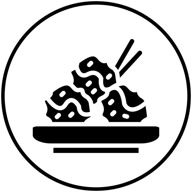 Ilustración del icono vectorial de Takoyaki del conjunto de iconos de Street Food