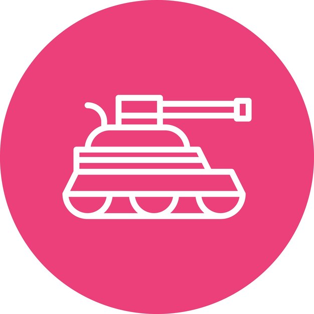 Ilustración del icono vectorial del tanque del ejército del conjunto de iconos militares