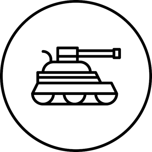Ilustración del icono vectorial del tanque del ejército del conjunto de iconos militares