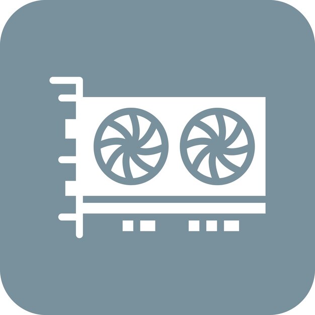 Ilustración del icono vectorial de la tarjeta gráfica del conjunto de iconos de computadora y hardware